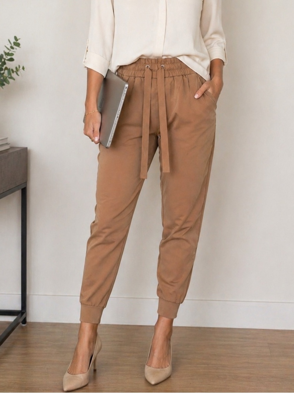 Dynamite Sacha High Rise Jogger Pants - Neutral Tan
